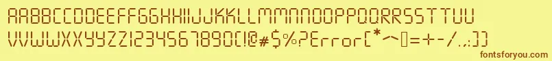 Seven Segment-Schriftart – Braune Schriften auf gelbem Hintergrund