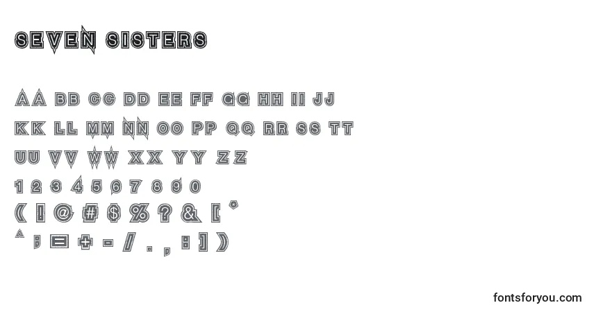 Czcionka Seven Sisters – alfabet, cyfry, specjalne znaki