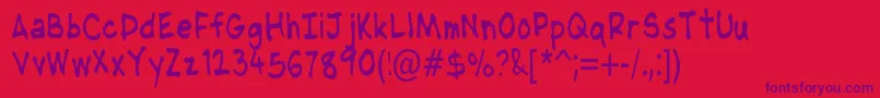 Fonte NipcensHandwritingCondensed – fontes roxas em um fundo vermelho