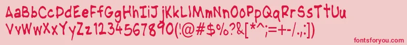 NipcensHandwritingCondensed Font – Red Fonts on Pink Background