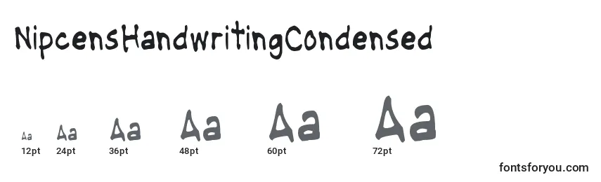 Размеры шрифта NipcensHandwritingCondensed