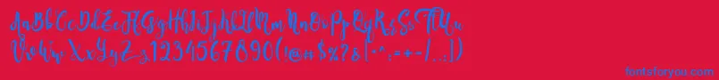 SeventeenDemo-Schriftart – Blaue Schriften auf rotem Hintergrund