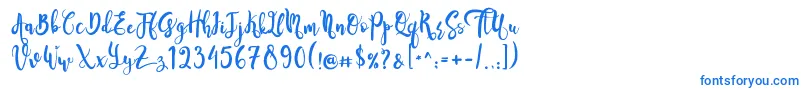 SeventeenDemo-Schriftart – Blaue Schriften auf weißem Hintergrund