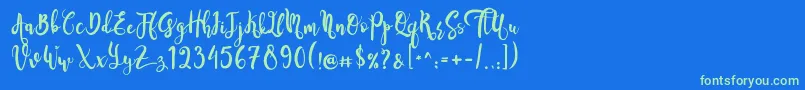 SeventeenDemo Font – Green Fonts on Blue Background
