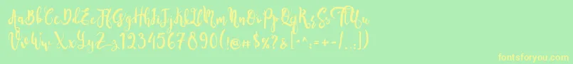 SeventeenDemo-Schriftart – Gelbe Schriften auf grünem Hintergrund