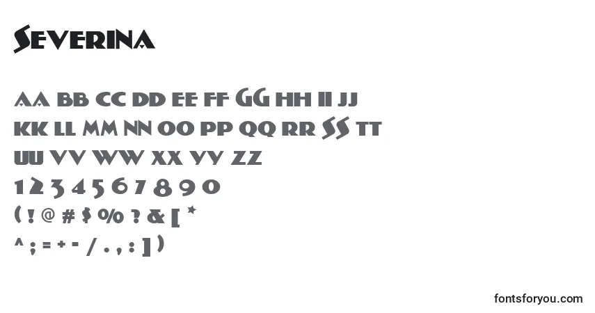 Czcionka SEVERINA (140062) – alfabet, cyfry, specjalne znaki