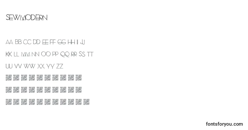 Schriftart SewModern – Alphabet, Zahlen, spezielle Symbole