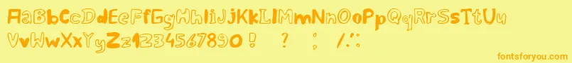 SexandBreakfast-Schriftart – Orangefarbene Schriften auf gelbem Hintergrund