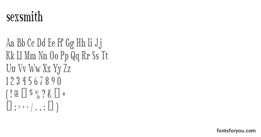 Czcionka Sexsmith (140067) – alfabet, cyfry, specjalne znaki
