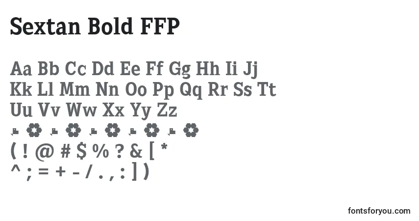 Czcionka Sextan Bold FFP – alfabet, cyfry, specjalne znaki