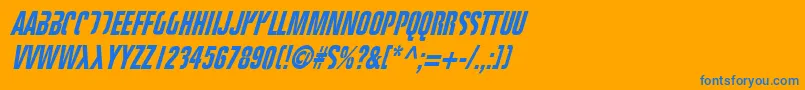 フォントFight – オレンジの背景に青い文字