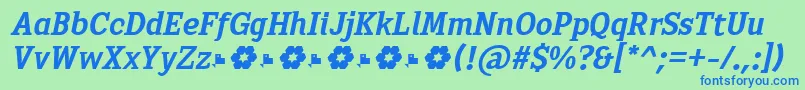 Шрифт Sextan Bold Italic FFP – синие шрифты на зелёном фоне