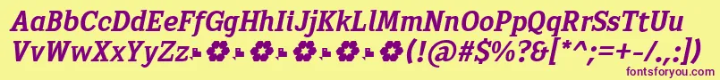 Sextan Bold Italic FFP-fontti – violetit fontit keltaisella taustalla