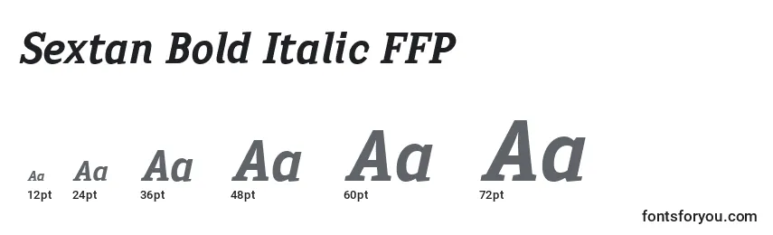 Größen der Schriftart Sextan Bold Italic FFP
