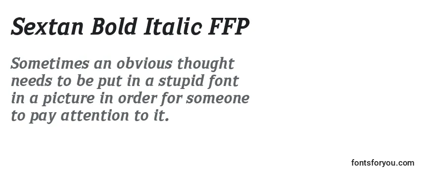 Reseña de la fuente Sextan Bold Italic FFP