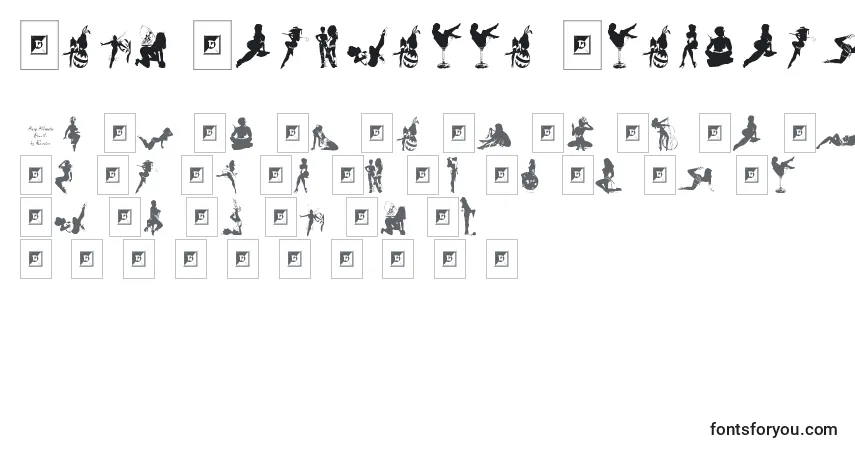 A fonte Sexy Silouette Stencils – alfabeto, números, caracteres especiais