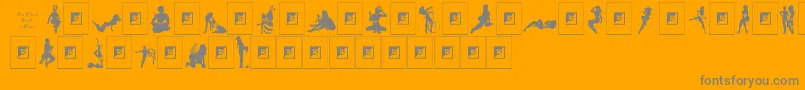 Sexy Silouette Stencils Font – Gray Fonts on Orange Background