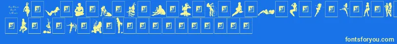 Sexy Silouette Stencils Font – Yellow Fonts on Blue Background