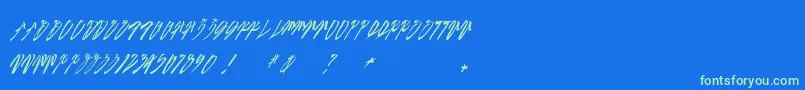 SEXY SLANT  urbanhookupz Font – Green Fonts on Blue Background