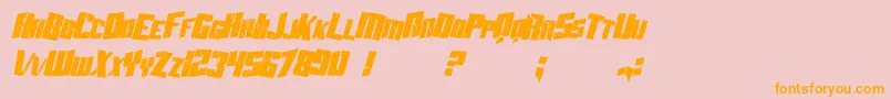 SF Aftershock Debris Condensed Italic Font – Orange Fonts on Pink Background