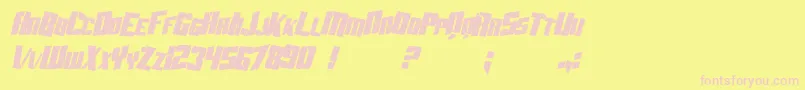 SF Aftershock Debris Condensed Italic Font – Pink Fonts on Yellow Background