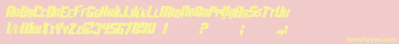 SF Aftershock Debris Condensed Italic Font – Yellow Fonts on Pink Background