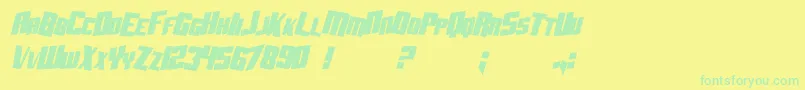 SF Aftershock Debris CondSolid Italic Font – Green Fonts on Yellow Background