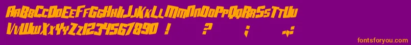 SF Aftershock Debris CondSolid Italic Font – Orange Fonts on Purple Background