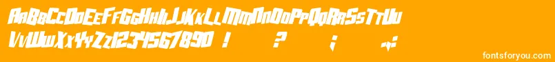 SF Aftershock Debris CondSolid Italic Font – White Fonts on Orange Background