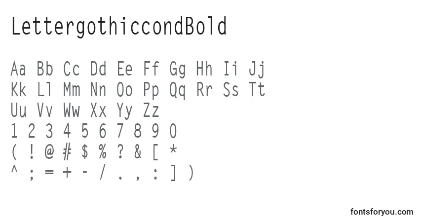 Schriftart LettergothiccondBold – Alphabet, Zahlen, spezielle Symbole