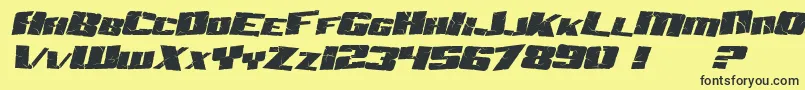 フォントSF Aftershock Debris Italic – 黒い文字の黄色い背景