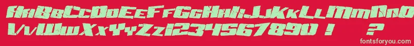 フォントSF Aftershock Debris Italic – 赤い背景に緑の文字