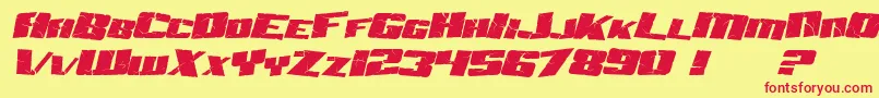 SF Aftershock Debris Italic-Schriftart – Rote Schriften auf gelbem Hintergrund