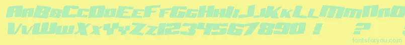 フォントSF Aftershock Debris Solid Italic – 黄色い背景に緑の文字