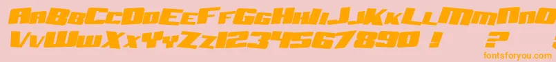 フォントSF Aftershock Debris Solid Italic – オレンジの文字がピンクの背景にあります。