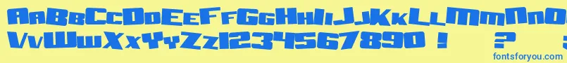 SF Aftershock Debris Solid-Schriftart – Blaue Schriften auf gelbem Hintergrund