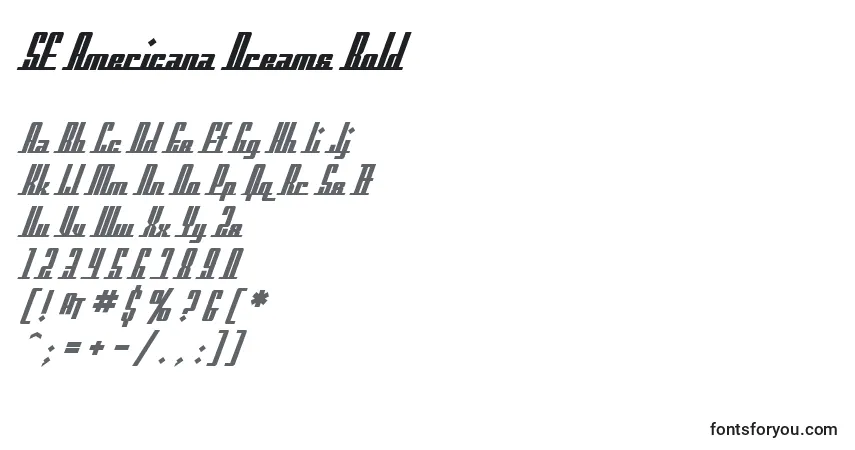 Schriftart SF Americana Dreams Bold – Alphabet, Zahlen, spezielle Symbole