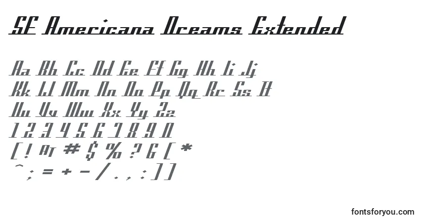 Шрифт SF Americana Dreams Extended – алфавит, цифры, специальные символы