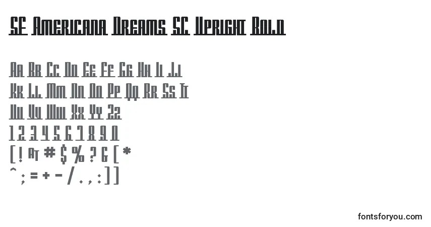 A fonte SF Americana Dreams SC Upright Bold – alfabeto, números, caracteres especiais