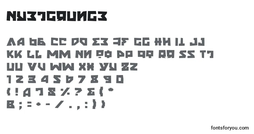 Schriftart NyetGrunge – Alphabet, Zahlen, spezielle Symbole