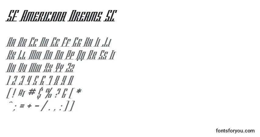 Шрифт SF Americana Dreams SC – алфавит, цифры, специальные символы