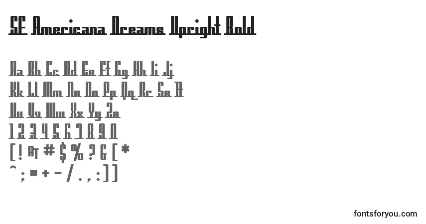Czcionka SF Americana Dreams Upright Bold – alfabet, cyfry, specjalne znaki