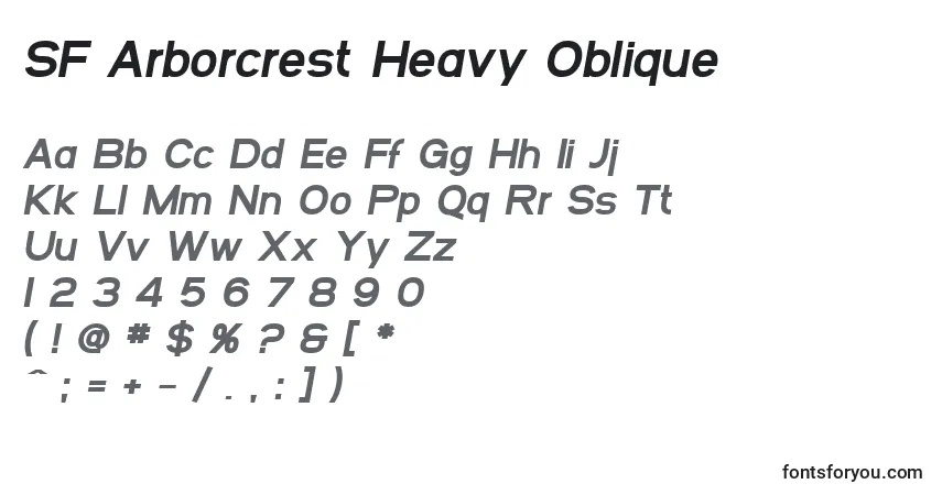SF Arborcrest Heavy Oblique-fontti – aakkoset, numerot, erikoismerkit