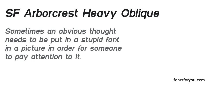 Review of the SF Arborcrest Heavy Oblique Font