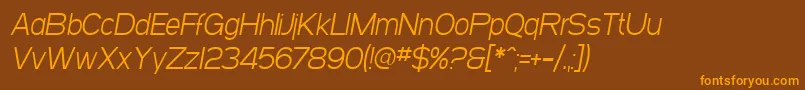 Fonte SF Arborcrest Light Oblique – fontes laranjas em um fundo marrom