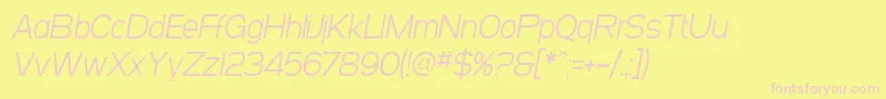Fonte SF Arborcrest Light Oblique – fontes rosa em um fundo amarelo