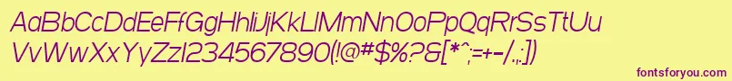 Weitere Informationen zur SF Arborcrest Light Oblique-Schriftart SF Arborcrest Light Oblique-Schriftart – Violette Schriften auf gelbem Hintergrund
