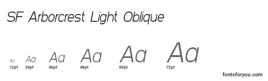 Размеры шрифта SF Arborcrest Light Oblique