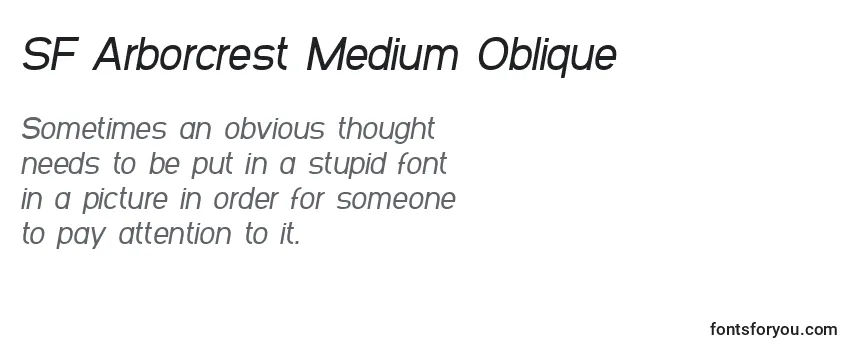 Review of the SF Arborcrest Medium Oblique Font