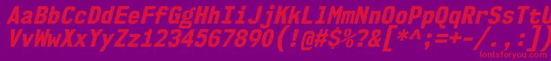 Fonte Nk57MonospaceScEbIt – fontes vermelhas em um fundo violeta